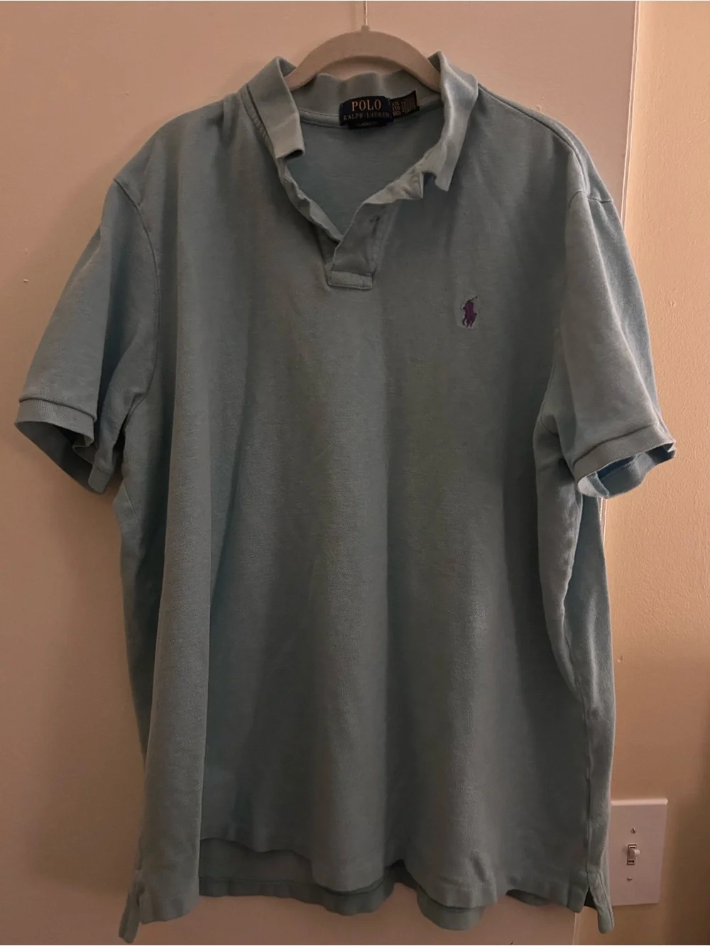 Ralph Lauren Men’s Pale Blue Polo with Purple Pony